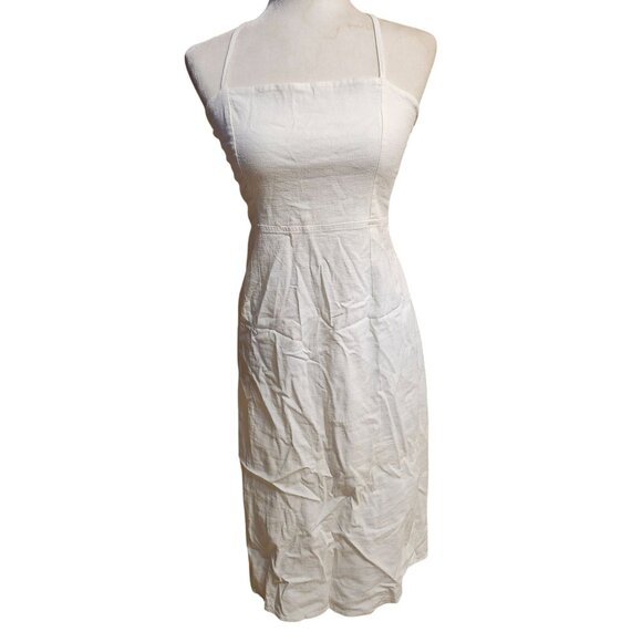 Wild Fable Women’s Size 8 (medium) Ivory Linen Midi Slip Dress Lace Tie‑Back NWT - Picture 3 of 6